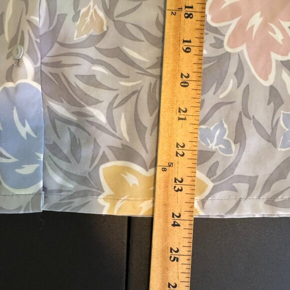 Vintage 70s 80s Gray Floral Long Sleeve Blouse, Oversized Collar, Size 12 - Picture 8 of 8